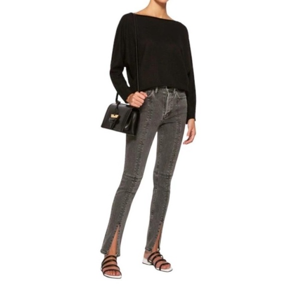 Cotton Citizen Vickie High-rise Split Front Hem Jeans Grey Black Denim Size 27 - Picture 2 of 14